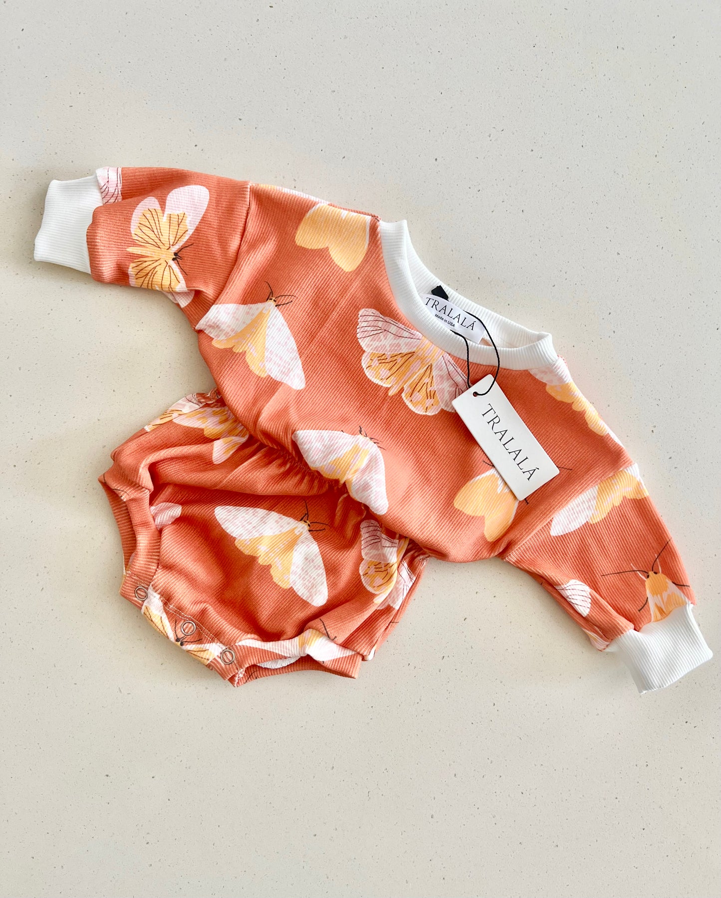 Gathered Romper - Autumn Butterfly