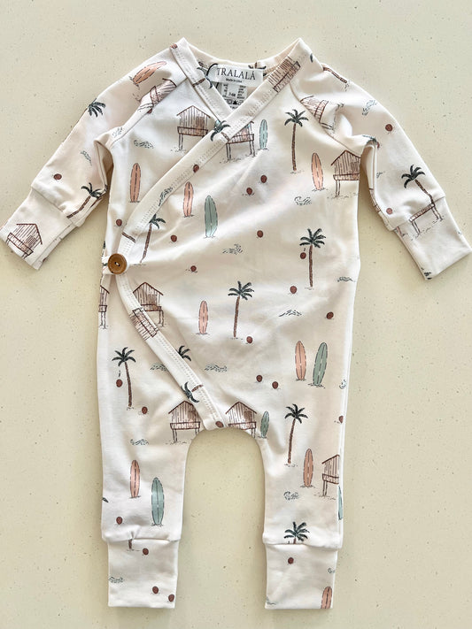 Button Romper - Surf