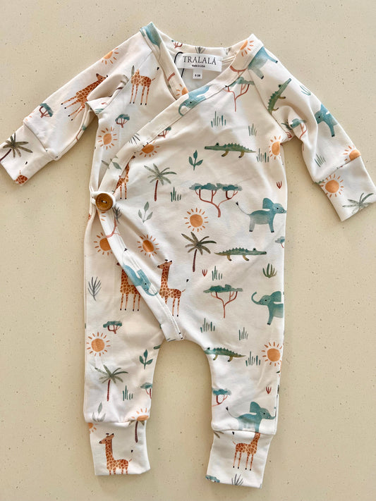 Button Romper - African Safari